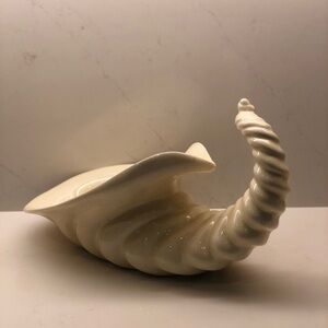 Large 15 Inches Ceramic Mold Cornucopia Centerpiece Thanksgiving Horn White